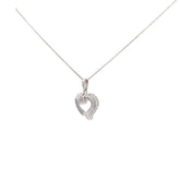 14k White Gold .35ct G SI1 Baguette Diamond Heart Necklace